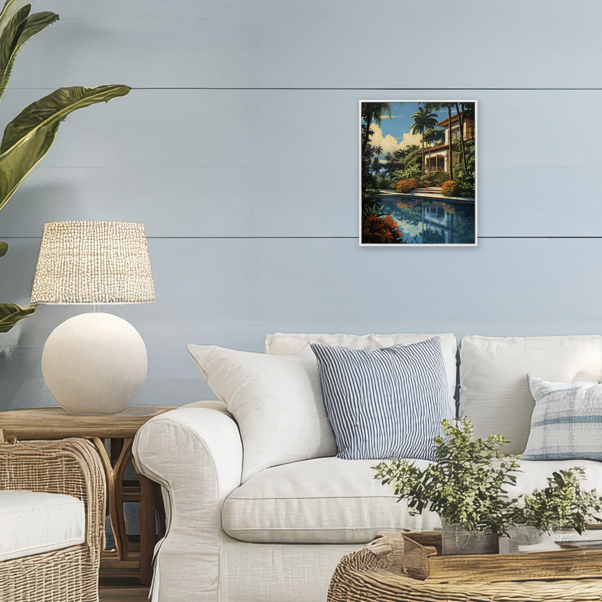 Stupell Industries Tropical Tranquility Villa White Framed Giclee Art, design by Creative Studio