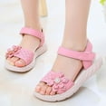 thumbnail image 4 of PMVFHDE Sandales pour Filles Sandales pour Usage Quotidien Sangle Réglable à Scratch Confortables Légères Chaussures Décontractées pour Enfants Jeu Extérieur Printemps Été Rose, 8-9 Ans, 4 of 9