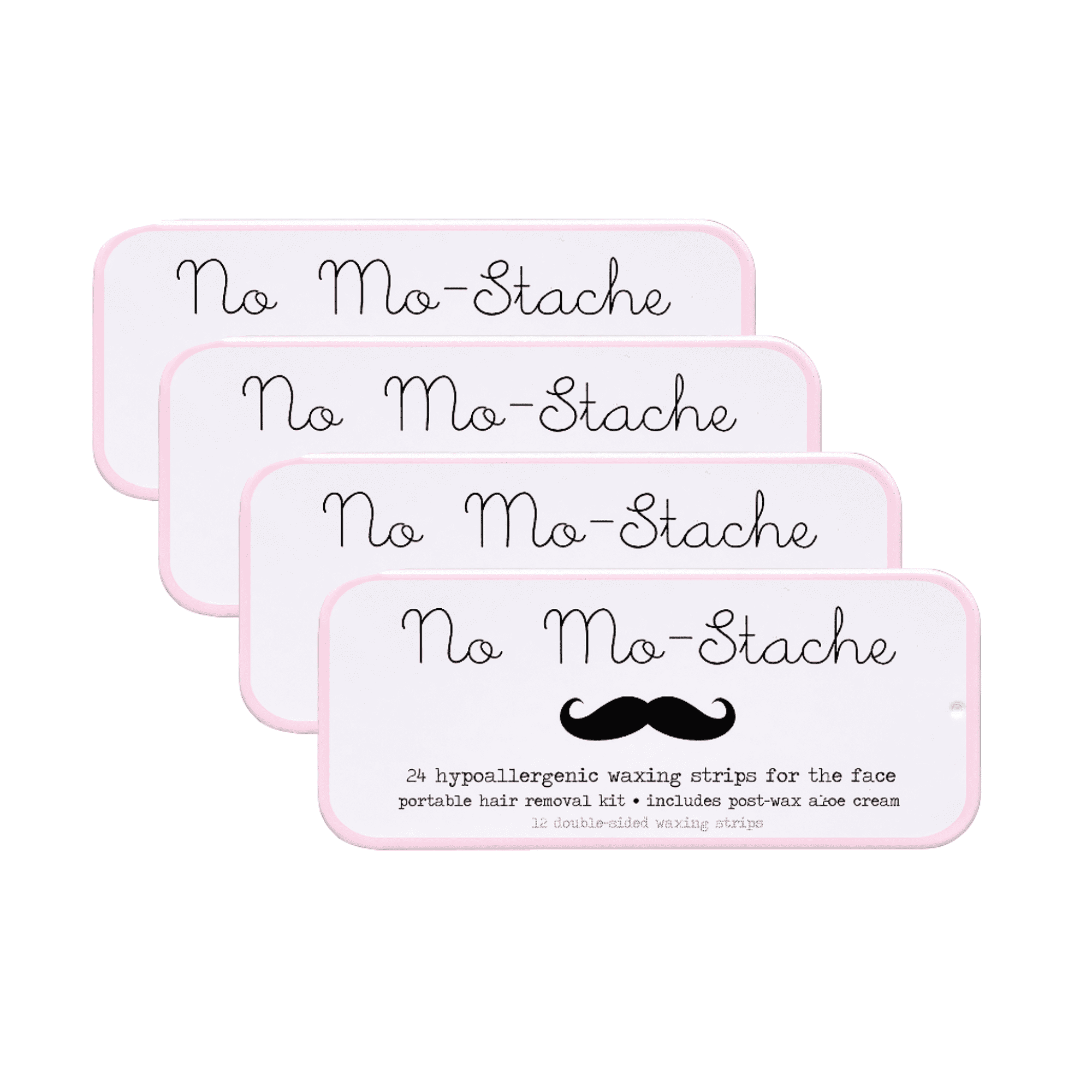 No Mo-Stache Portable Lip Wax Strip Kit Bundle x 4