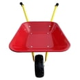 thumbnail image 4 of Red Metal Wheelbarrow for Children's , Easy Loading and Dumping Garden Cart with Steel Tray, Durable Heavy Duty Utility Trolley for Transporting Leaves, Soil, Sand, and More (1 Wheel), 4 of 8