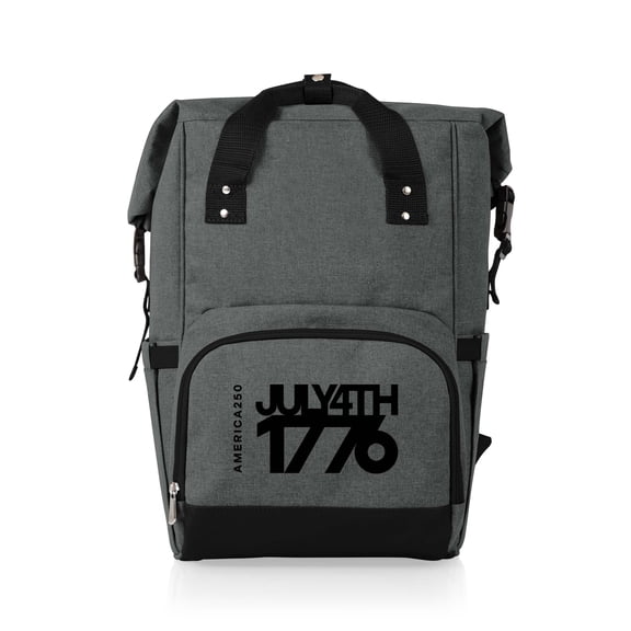 America250 - On The Go Roll-Top Backpack Cooler, (Heathered Gray)