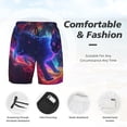 thumbnail image 3 of Honeii Cosmic Cat Psychedelic Journey Print Men's Swim Shorts,Mens Swim Trunks,Breathable Mesh Beach Shorts for Swimming,Surfing, and Beach Activities-Small, 3 of 6