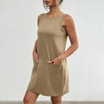 thumbnail image 5 of BYHONG Womens Sleeveless Mini Tank Dress Casual Workout Sport Tennis Athletic with 2 Pockets Dress Tee Shirt Dress Knee Length Summer Dresses for Women Khaki XXL, 5 of 6
