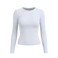 thumbnail image 6 of AherBiu Going out Tops for Women Slim Fitted Stretch Crewneck Long Sleeve Tops Comfy Tshirt Basic Layer Undershirt(XX-Large,01-White), 6 of 6