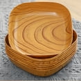 thumbnail image 5 of Piwvid Square Plastic Dinner Plate Tray Set with Storage Holder Set of 8 Wood Grain Square Dish 14cm Square Plates Dinnerware for Wedding Camping Party, Easy Cleaning and Light Weight, 5 of 7