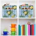 thumbnail image 6 of Yayeee 2 Pack Canvas Storage Basket with Handles for Shelves Fabric Bins Closet Organizer, Cartoon Plaid Lemon, 6 of 8