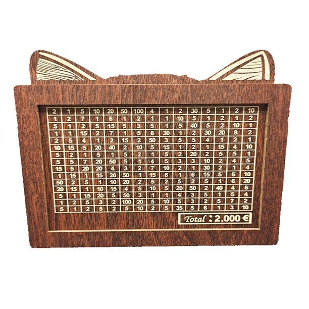 Caja de almacenamiento de banco retro de madera con números graduados