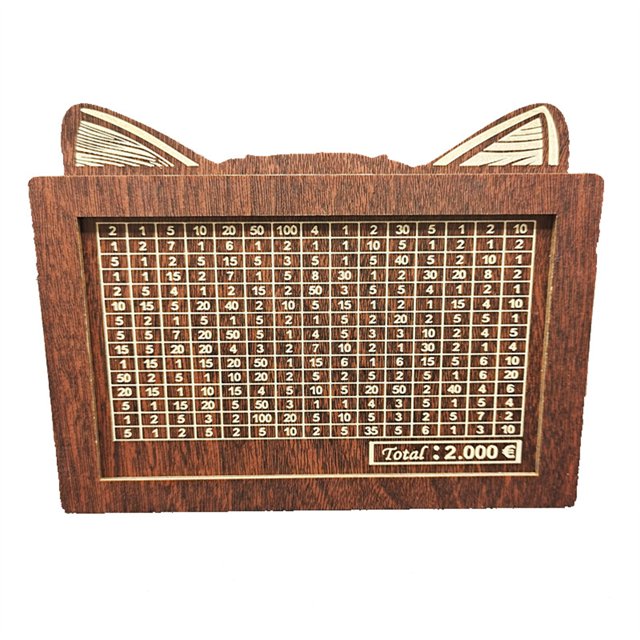 Caja de almacenamiento de banco retro de madera con números graduados