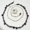 thumbnail image 2 of Garnet Grey Moonstone Designer Sterling Silver Adjustable 14 to 30 inch Necklace, 2 of 4