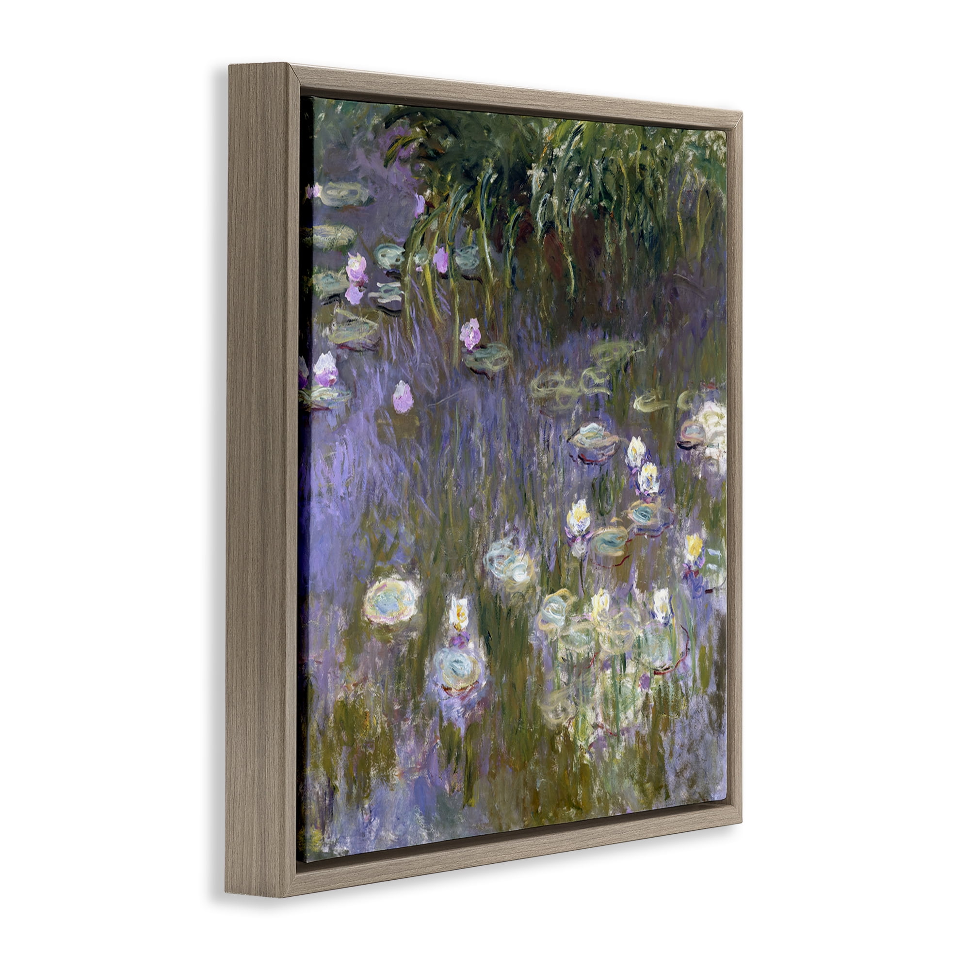 Stupell Industries Classical Water Lilies Monet Landscape & Nature Painting Brown Floater Framed Canvas Art Print Wall Art, 18 x 18