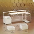 thumbnail image 2 of Bureau de Jeu en L de 76 Pouces, avec Lumières RVB, Table d'Ordinateur Réversible avec Ports USB, Support pour Moniteur et 2 Tiroirs en Tissu, Bureau en Mélamine Blanche et Acier pour Bureau à Domicile Ou Chambre, 2 of 7