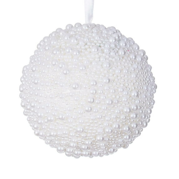 4.5" White Pearl Ball Ornament 3/Bag
