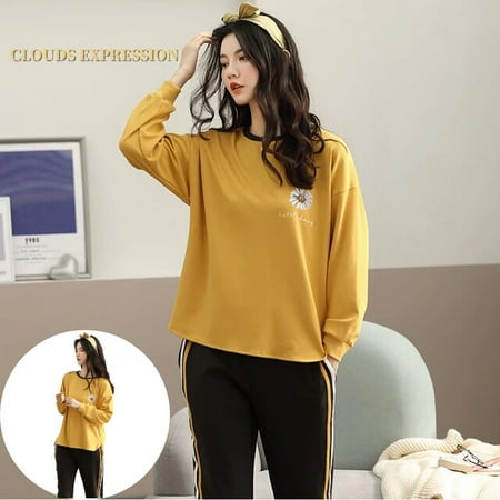 

QWZNDZGR Spring Autumn Quality Pure Cotton Elegant Womens Pajama Sets Pyjamas Casual Sleepwear Long Pijama Mujer Nightsuit Lounge Fashion