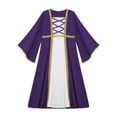 thumbnail image 5 of YiZYiF Kids Girls Renaissance Medieval Royalty Princess Dress Long Sleeve Party Dress Dark Purple 6, 5 of 6