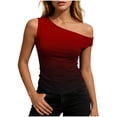 thumbnail image 2 of Antinious Ladies Off Shoulder Sleeveless Gradient Casual Soft Summer Daily Tank Tops, 2 of 5