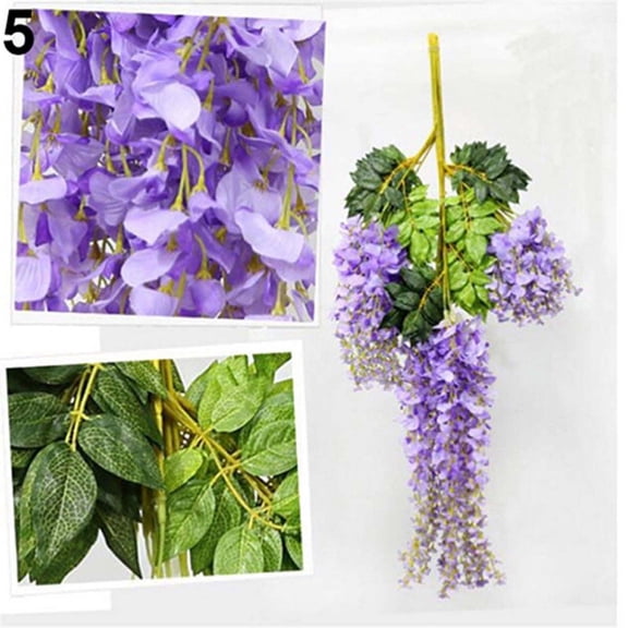 1*Artificial Wisteria Wreath Clearance! Yirtree Artificial Wisteria Garland Artificial Flowers Garland Wisteria Vine Hanging Flower for Wedding Home Garden Outdoor Flower Wedding Garden Hanging Dec