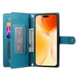 thumbnail image 3 of For iPhone 16 Pro 6.3-inch Wallet Case for Women Men Multi-Card Slots Zipper Pocket Lanyard Strap Wristlet Leather Phone Case,Blue,For iPhone 16 Pro, 3 of 7