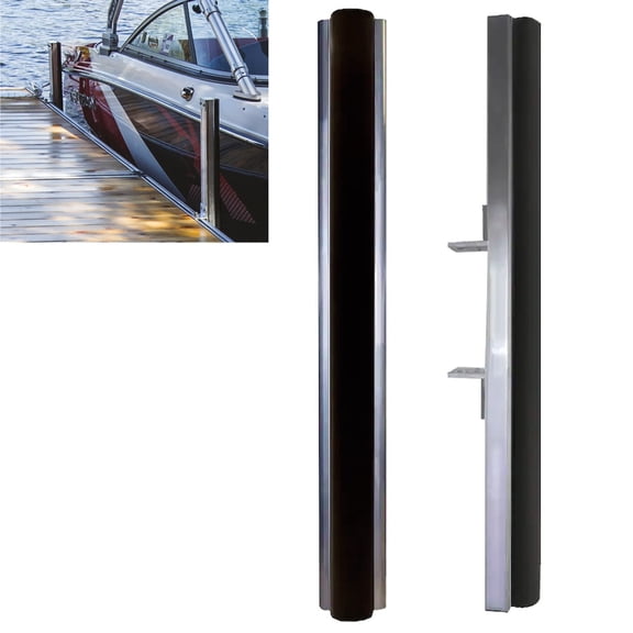 Multinautic Pair of Vertical Adjustable 30-inch Black PVC Bumpers on Aluminum Frames for Boat Docks