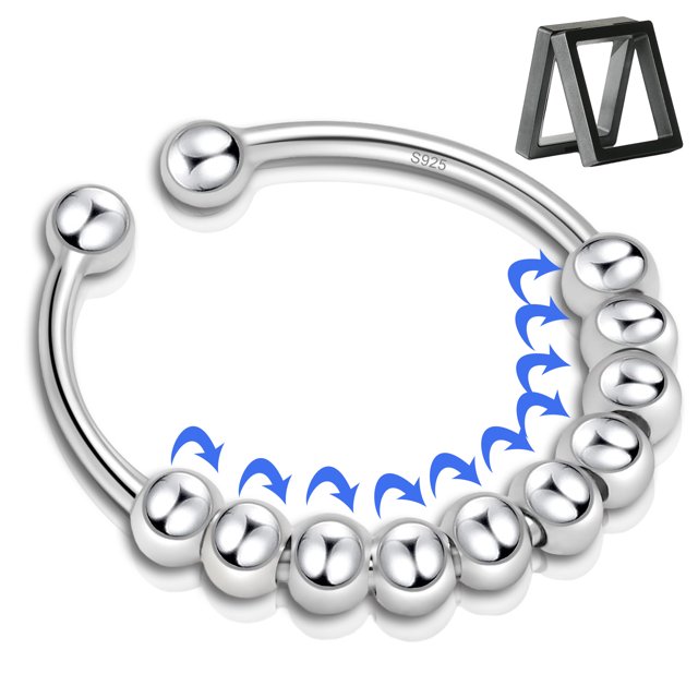 Anillo ansiedad plata 925 mujer, anillo ansiedad anillo spinner, anillo anti estrés, anillos 925 mujer, anillos mujer, joyería regalos anillos mujer plata 925