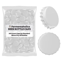White Bottle Caps - Oxygen Absorbing - Standard Size - 26 mm - Pry-Off Crown Beer Cap