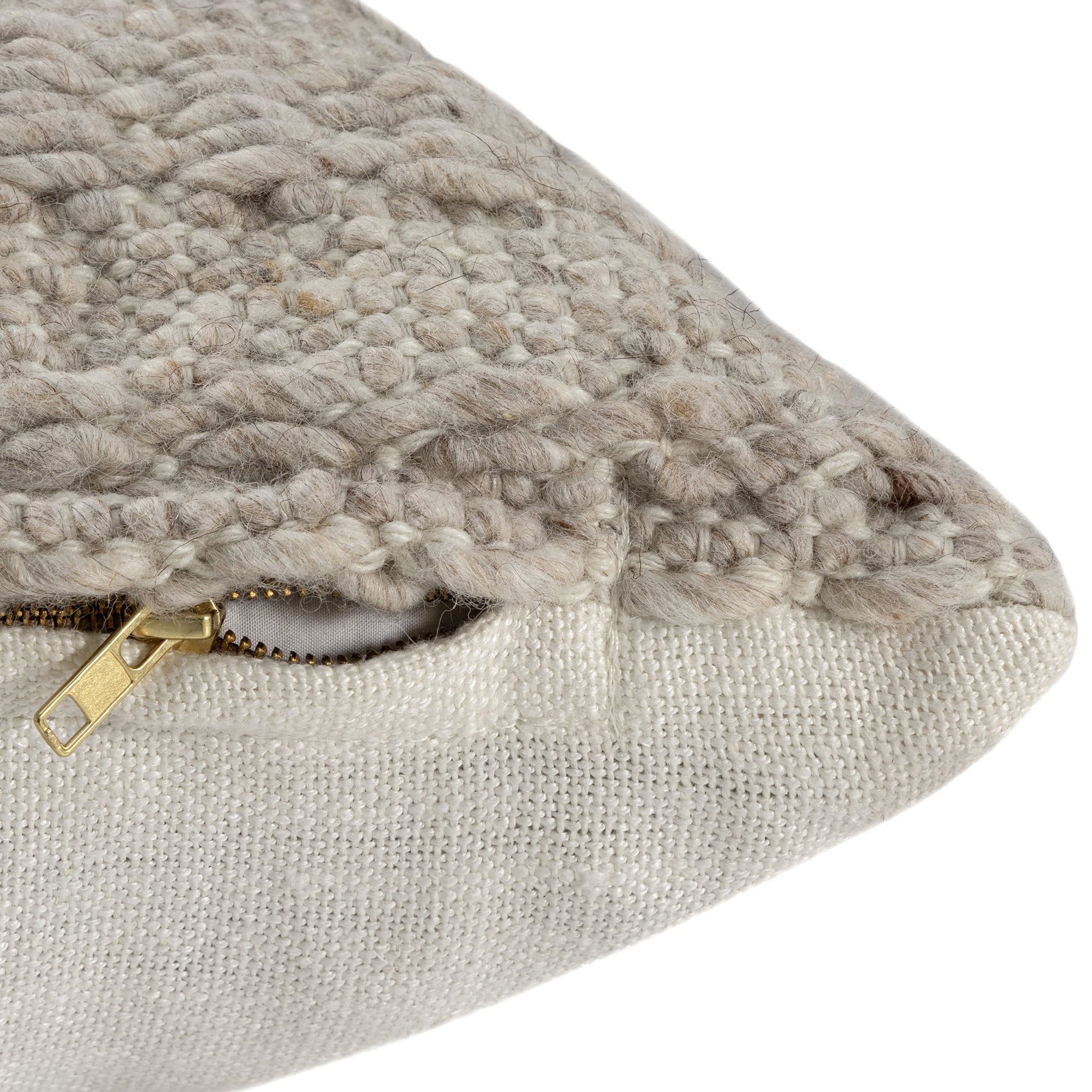 Harlow Hill Chester Beige Solid 24" x 24" Wool Adult Decorative Feather Filled Pillow