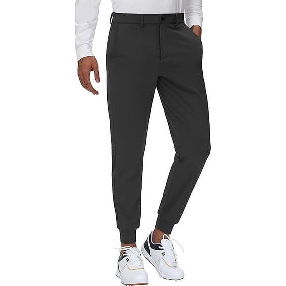 Men's Stretch Golf Joggers Pants with Belt Loops - Slim Fit Tapered Casual Business Travel Dress Work Ankle Sweatpants
