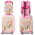 thumbnail image 4 of Costway 2PCS Kids Luggage Set 18'' Rolling Suitcase &  12'' Backpack Travel ABS Mermaid Pink, 4 of 6
