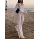 thumbnail image 2 of Conjunto de dos piezas plisado elegante para mujer, blusas sueltas de manga larga y pantalones de pierna ancha de cintura alta, traje informal para mujer Tan Jianjun unisex, 2 of 2
