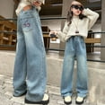 thumbnail image 2 of WAYUTE Stylish Girls Denim Pants for Big Kids Comfort Stretch Jeans with Classic Fit and Durable Construction for Daily Play and School Wear, 2 of 7