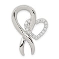 thumbnail image 3 of 925 Sterling Silver Cubic Zirconia Heart Shaped and Breast Cancer Ribbon Pendant, 3 of 7