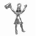 thumbnail image 1 of Sterling Silver 16" 1mm 3D Football Cheerleader Hands Raised Holding A Megaphone Pendant Necklace, 1 of 2