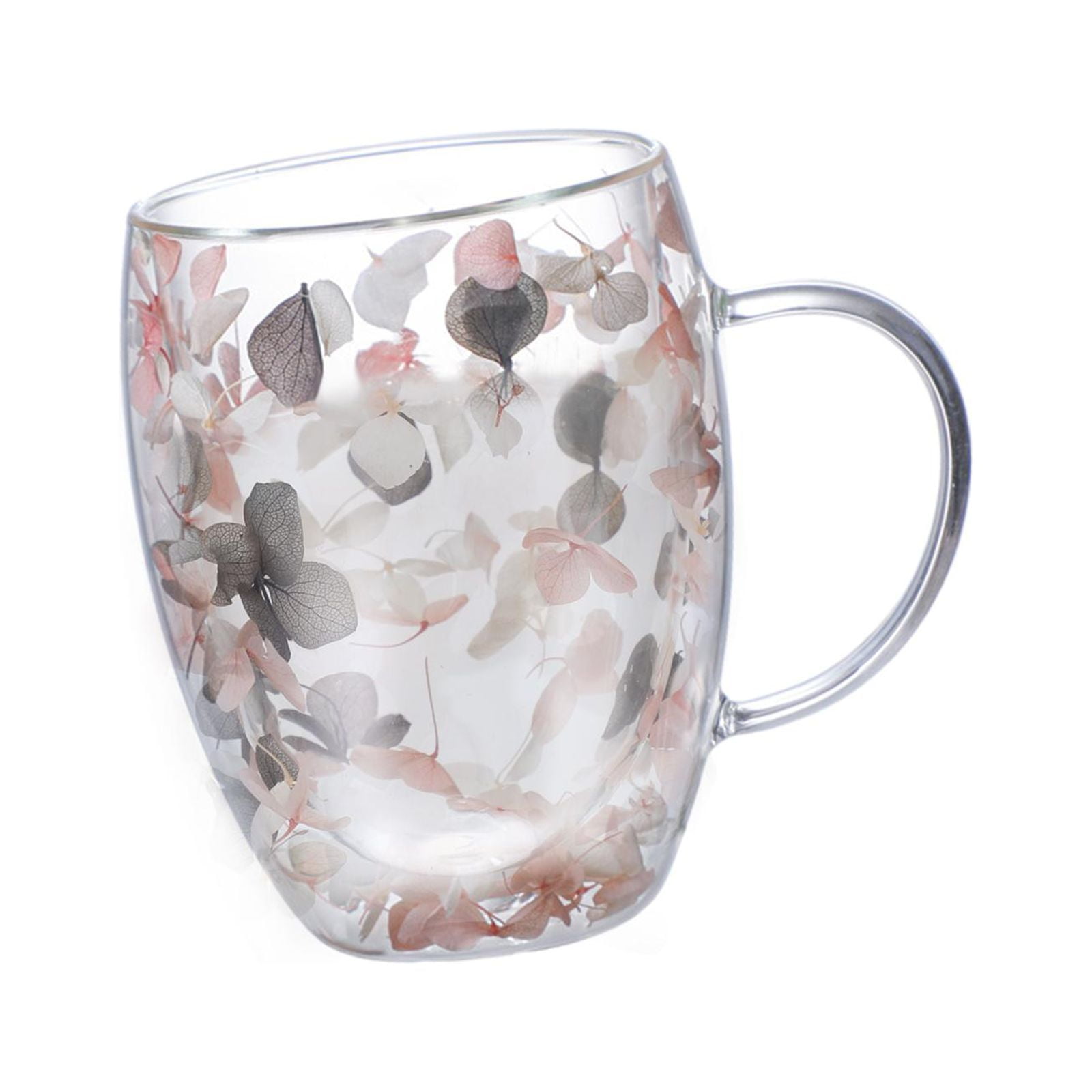 Double Walled Glass Cup Cappuccino Cups with Handle Heat Resistant Insulated Clear Glass Mug Tea Mug Espresso Cups for Tea Beverage Style B