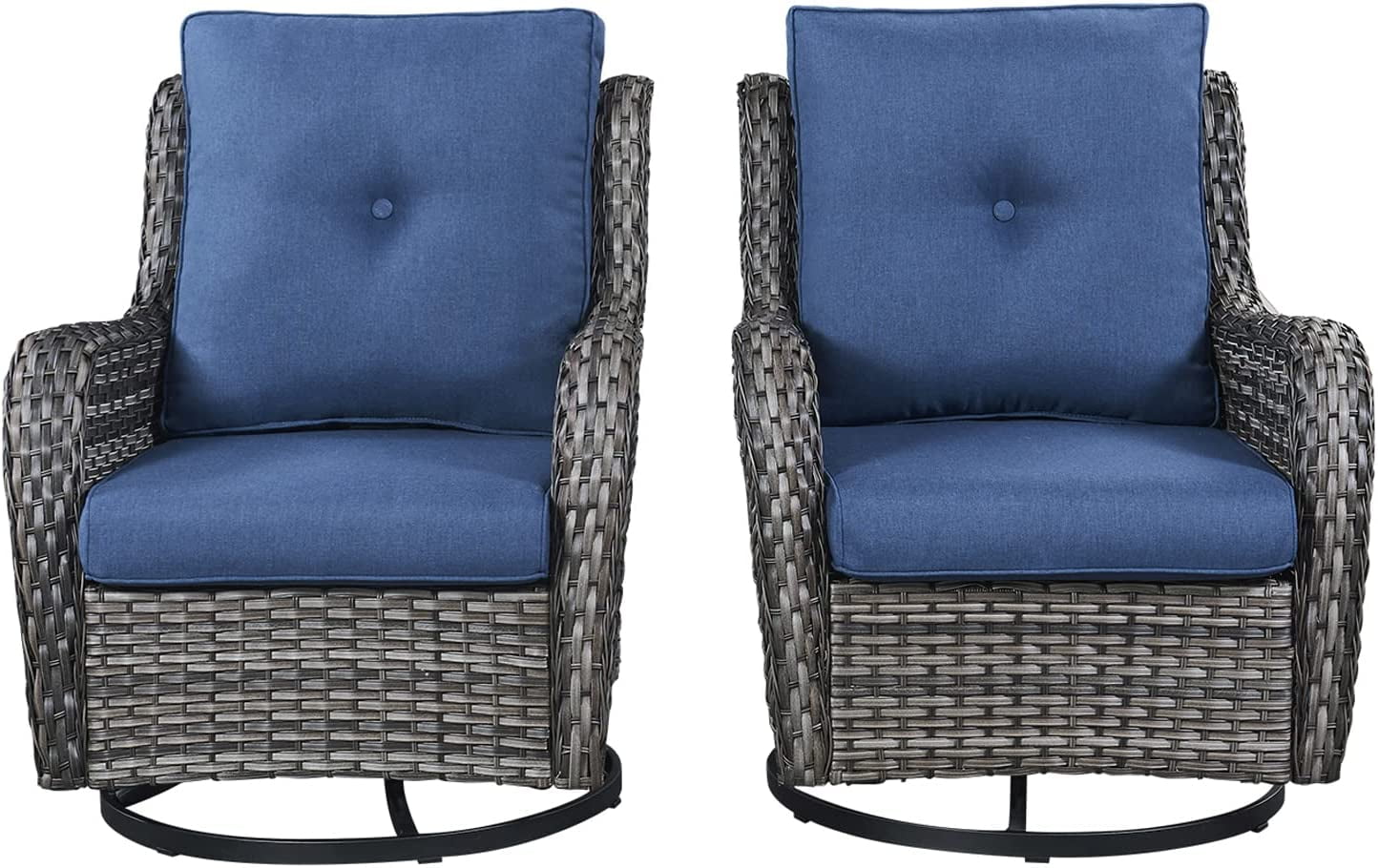 Rilyson Wicker Rocking Chair Swivel Chairs 2 Piece Rocker Patio