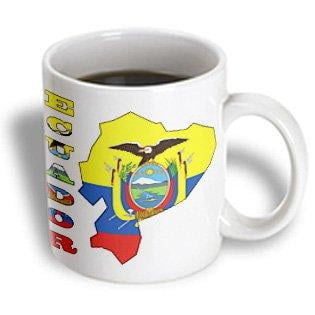 3dRose Ecuadorian flag in the map and letters of Ecuador, Ceramic Mug, 11-ounce