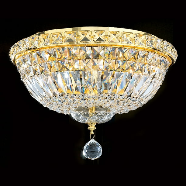 Empire Collection 4 Light Gold Finish and Clear Crystal Flush Mount