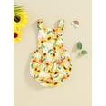 thumbnail image 3 of Niusricy Kids Baby Girls One-piece Overalls Outfits 0 3M 6M 9M 12M 18M 24M Toddler Infant Sleeveless Jumpsuits Sunflower Print Adjustable Straps RompeSummer Casual Comfy Clothes for Vacation, 3 of 8