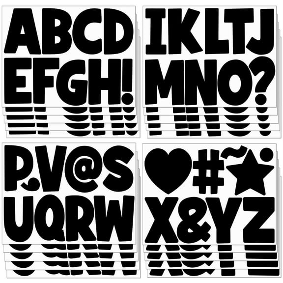 Sinekong 20 Sheets Bulletin Board Letters, 4 Inch Letter Stickers Large Alphabet Stickers for Mailbox Door Wall Decor (Black)