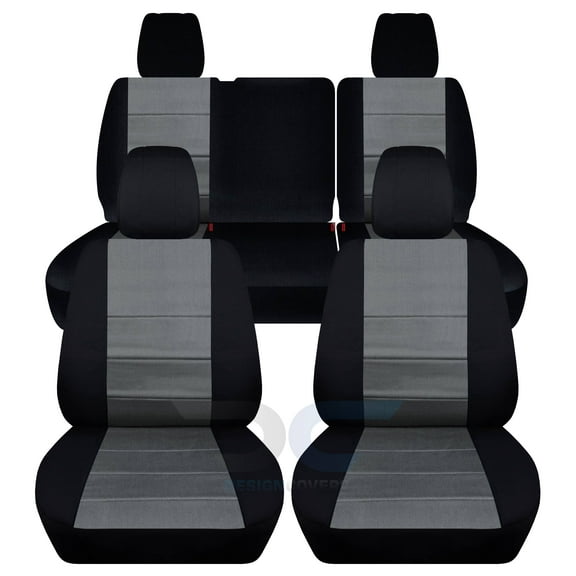 T281-Designcovers Fits 2013-2018 Jeep Wrangler JK 4-Door Cotton Seat Covers:Black and Charcoal - Front & Rear Split Bench