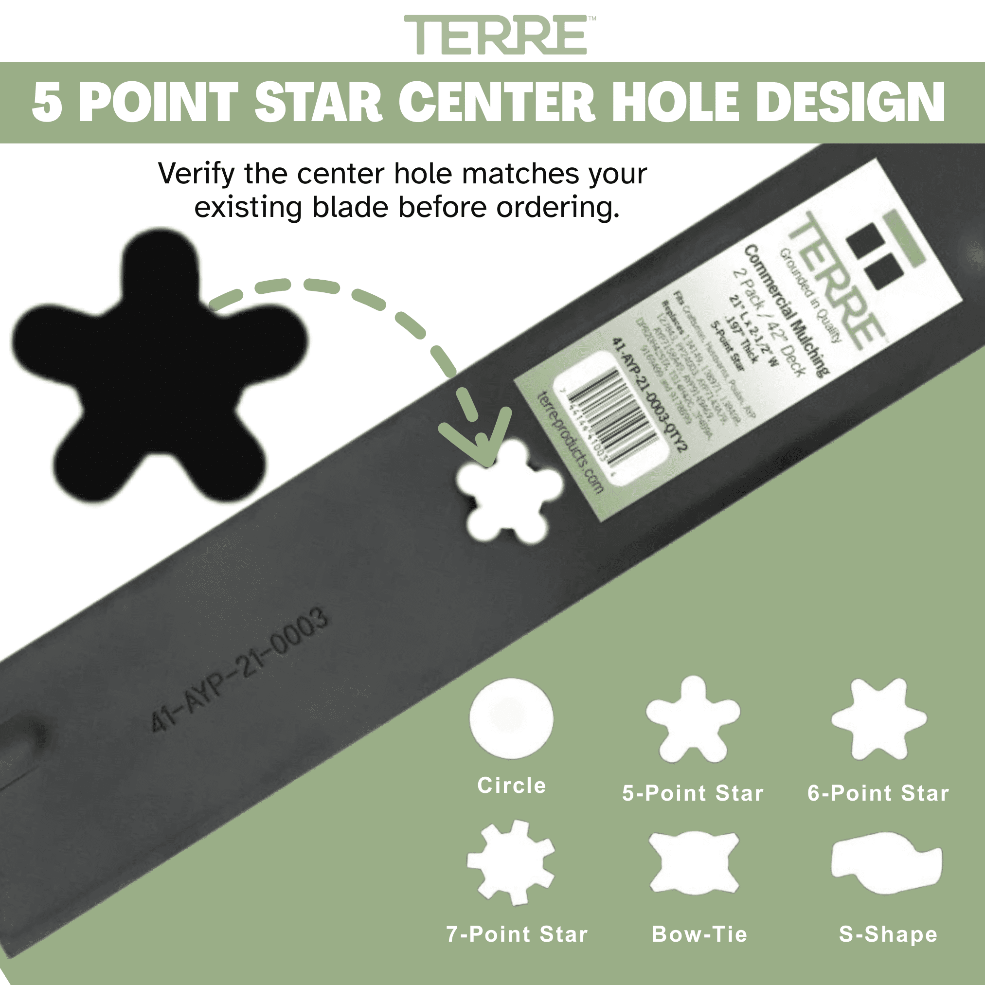 Terre Mulching Lawn Mower Blades, 42 Inch, for Craftsman and Compatible Models