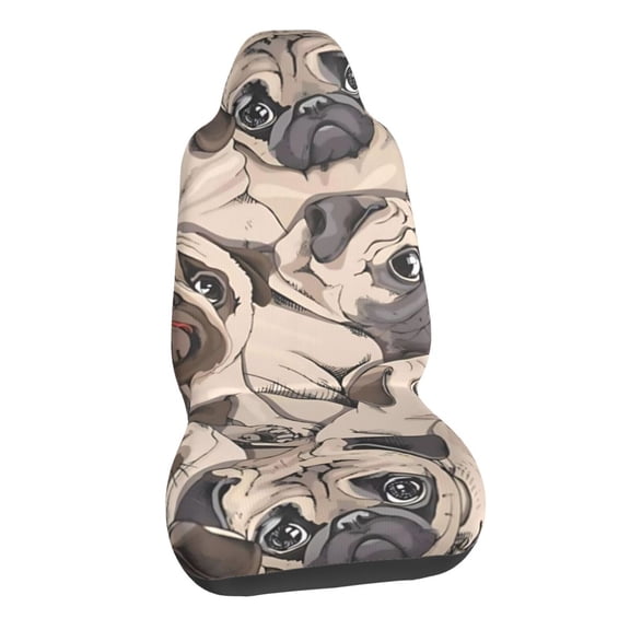 Cute Pug Dogs Car Seat Covers Stretch Car Seat Protectors Universal Fit