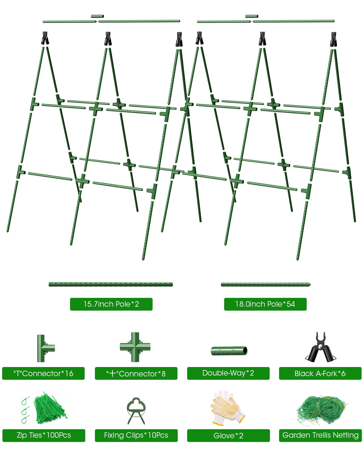 2 Pack Cucumber Trellis, Garden Trellis for Climbing Plants Outdoor, A-Frame Cucumber Trellis for Raised Bed, Plant Grow Support for Tomato, Squash, Vegetable, Flower(33"x47"x2Pcs)