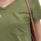 thumbnail image 4 of Camiseta holgada de verano informal sexy de manga corta con cuello en V y bolsillo con textura flameada para mujer, 4 of 8