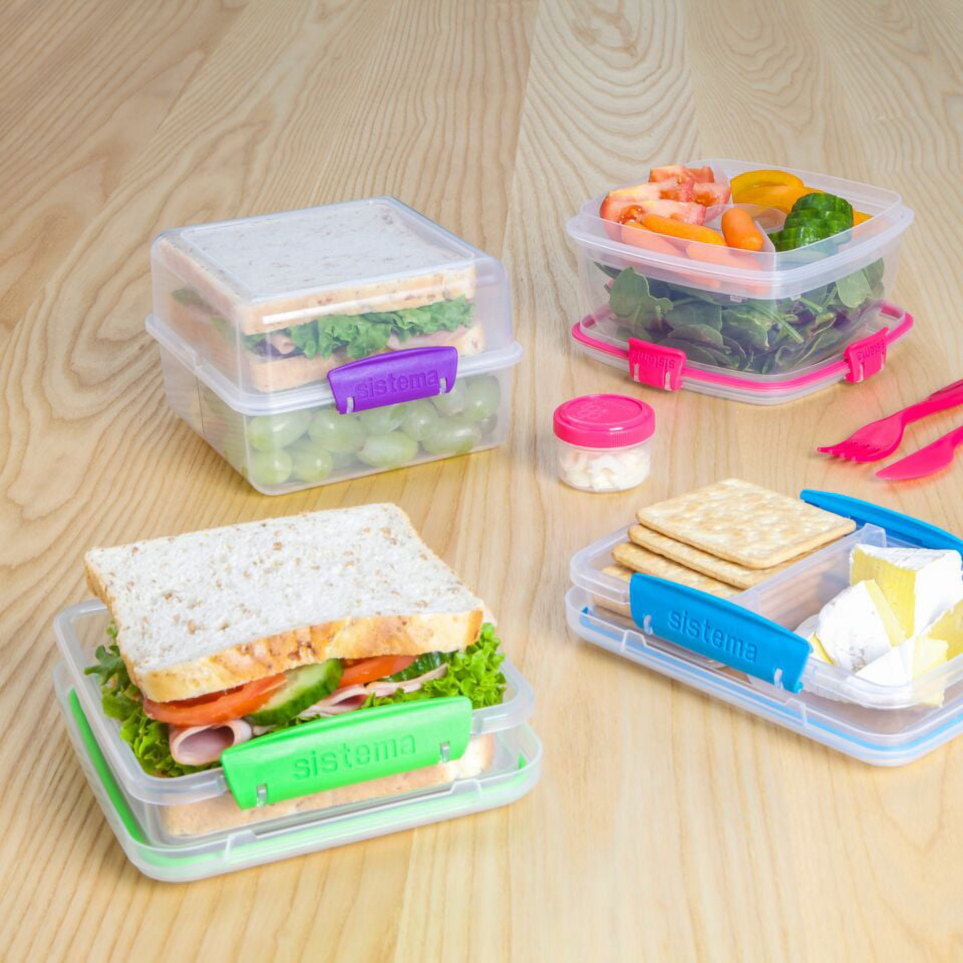 Sistema Snack Attack Duo To Go Lunch Box Sandwhich Container Fridge Freezer  Safe
