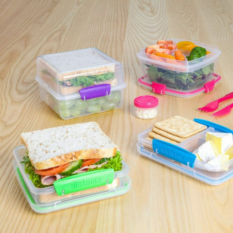 Sistema Lunch Stack to Go, Stackable Lunch Containers, 4-Pack