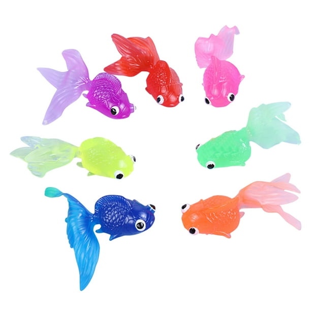 Jovati 7 pièces flottant Simulation poisson rouge 6.3 CM translucide doux  TPR flottant Animal marin enfants poisson pêche jouet 