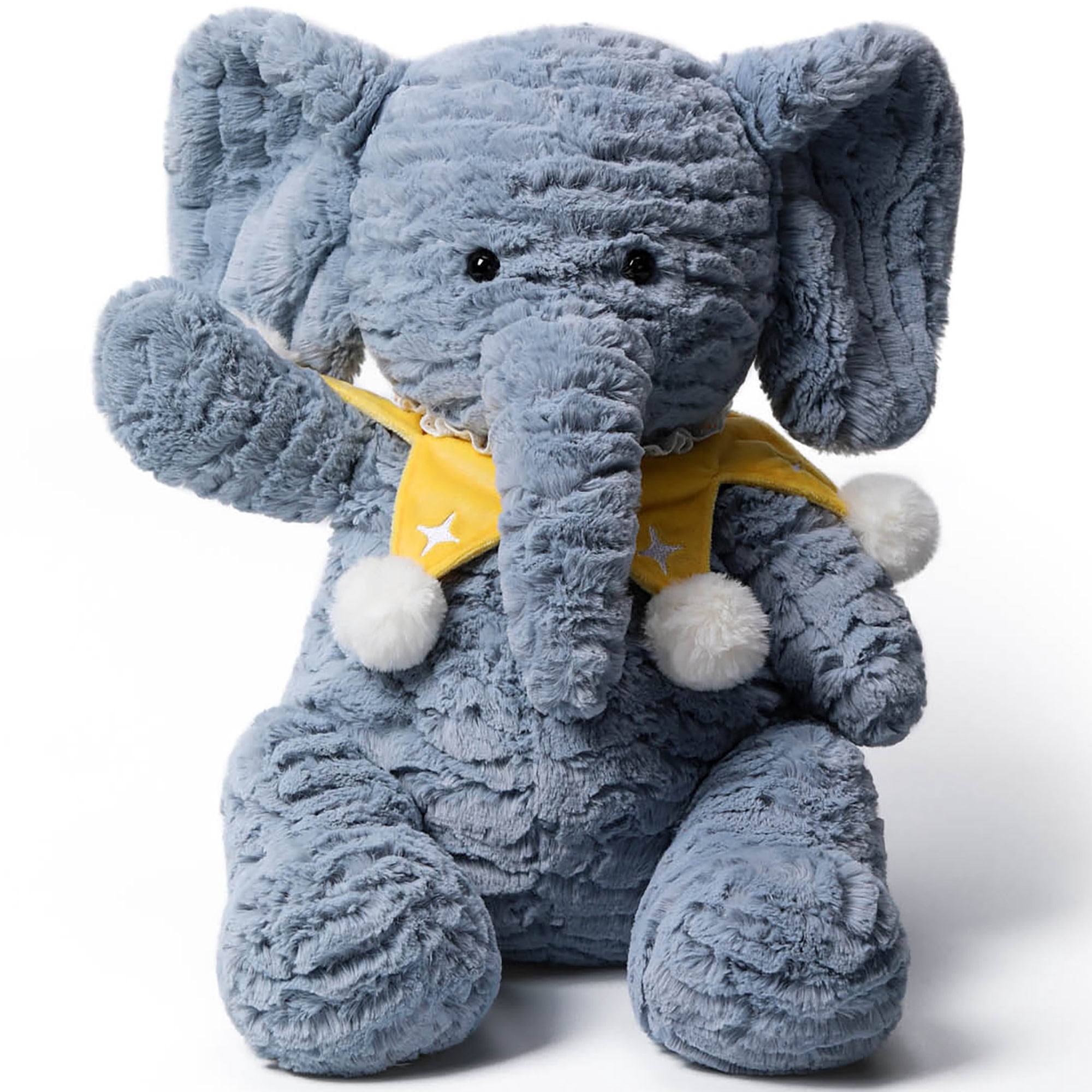 McHugs: Forest Series - Starry Denim Elephant - 9.8" Grey & Yellow Stuffed Animal Plush, Soft Weighted Cuddle Toy, Comfort Companion, Baby-Toddler-Kid