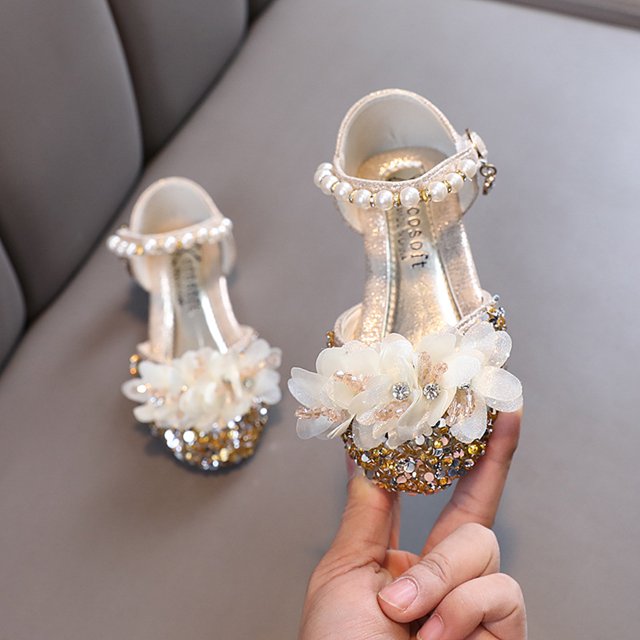 Stylish Girls Sandals with Fashionable Sequin Embellishments and Secure Hook Loop Closure for Everyday Comfortable Wear