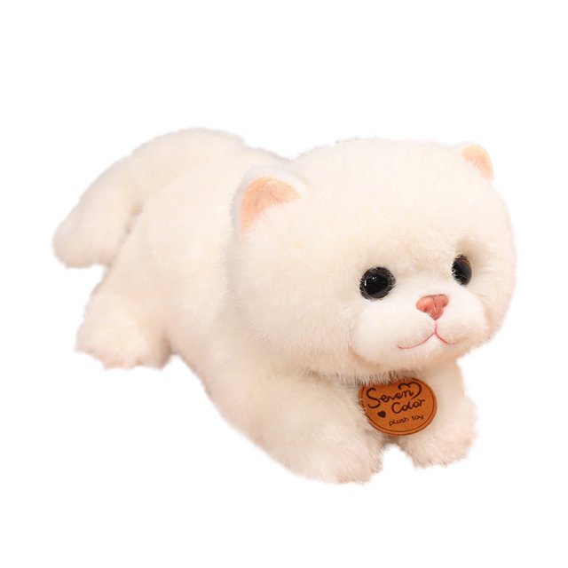 Chicmine - Peluche de gato simulado, juguete de peluche para sentarse, tumbarse, gatito, peluche esponjoso, muñeco de peluche para el hogar, la oficina, el dormitorio, decoración para niños, niñas y
