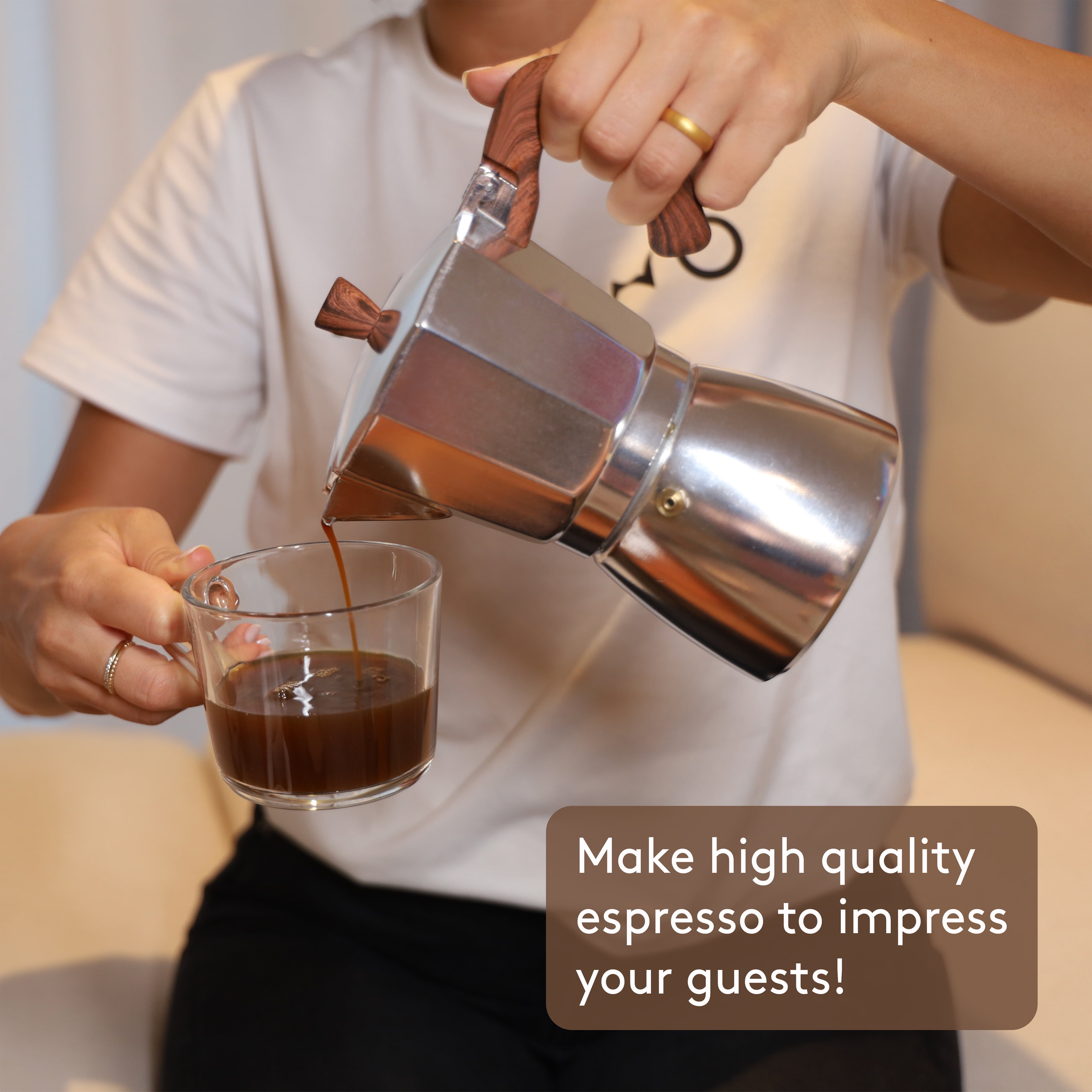 JS Gourmet 6 Cup Aluminum Moka Pot Espresso Coffee Maker with
