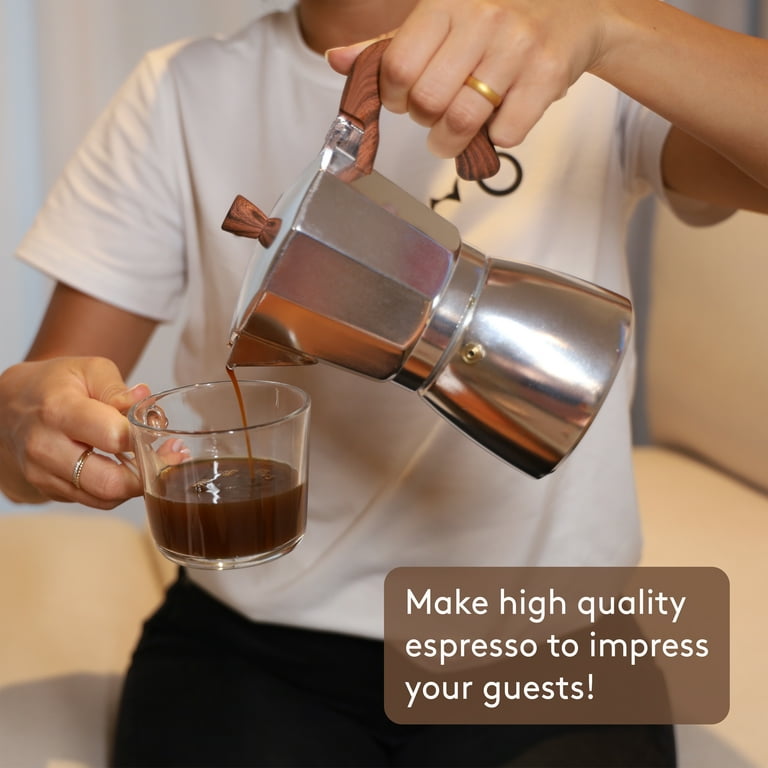 JS Gourmet 6 Cup Aluminum Moka Pot Espresso Coffee Maker with